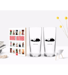 BK Gift Kişiye Özel Renkli Baskılı Bursa Tasarımlı Turistik İkili Rakı Bardağı ve Rakı Cep Kitabı Hediye Seti-3 (Model 1)