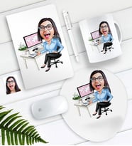 BK Gift Kişiye Özel Bayan Genel Müdür Karikatürlü Defter Kalem Kupa Mouse Pad Seti (Model 1)
