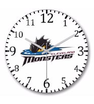 Cleveland Monsters Logo Duvar Saati Bombeli Gercek Cam