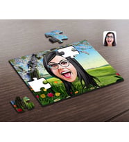 BK Gift Kişiye Özel Kadın Yüz Karikatürlü Ahşap Puzzle-2