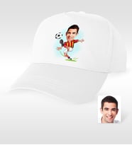 BK Gift Kişiye Özel Bay Futbolcu Sarı Kırmızı Karikatür Beyaz Şapka  1