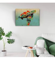 Renkli Kaplumbağa Canvas Tablo (50X70) (Acı Kahve)