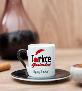 Türkçe Öğretmenine Hediye Siyah Türk Kahvesi Fincanı