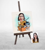 BK Gift Kişiye Özel Bayan Muhasebeci Karikatür Şovaleli Doğal Taş  1