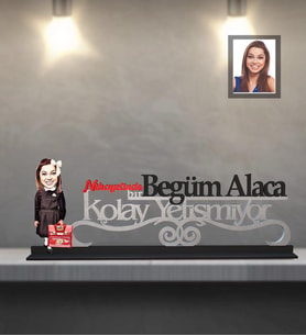 Kişiye Özel  Seksenler Siyah Önlük Karikatürlü Kolay Yetişmiyor Ahşap Biblo Bayan-1