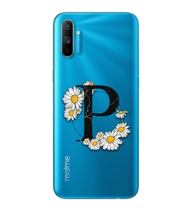 Papatya Harf Tasarım Süper Şeffaf Silikon Telefon Kılıfı Oppo Realmi C3 P-Harfi