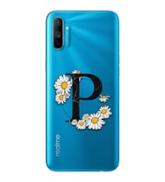 Papatya Harf Tasarım Süper Şeffaf Silikon Telefon Kılıfı Oppo Realmi C3 P-Harfi