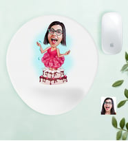 BK Gift Kişiye Özel Bayan Doğum Günü Karikatürlü Bilek Destekli Mouse Pad (Beyaz)