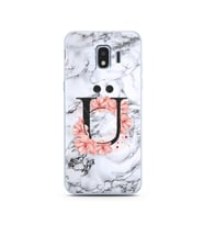 Mermer Çiçekli Harf Tasarım Süper Şeffaf Silikon Telefon Kılıfı Samsung J2 Pro (