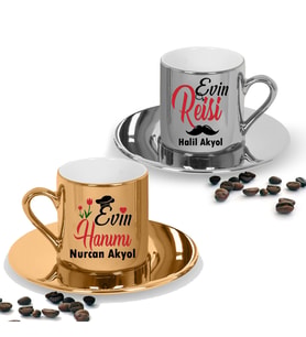 Evin Reisi Evin Hanımı 2'Li Aynalı Fincan Set
