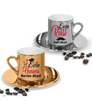 Evin Reisi Evin Hanımı 2'Li Aynalı Fincan Set