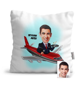 BK Gift Kişiye Özel Uçuş Görevlisi Host Karikatür  Yastık  1