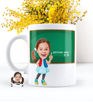 BK Gift Kişiye Özel Kız Öğrenci Karikatürlü Beyaz Kupa Bardak - 1