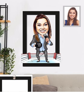 Kişiye Özel Spiker Karikatürlü 3D Ahşap Tablo 30x47 Bayan-1