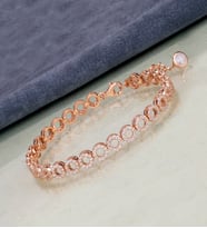 Gümüş Zirkon Taşlı Çıtır Halkalar Tasarım Bileklik (Rose)