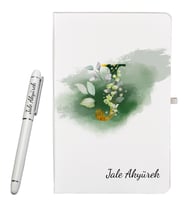 Kjişiye Özel Hazırlanmış Harf Tasarımlı Hediye Defter ve Roller Kalem Seti