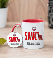 Savcı Kırmızı Kupa Bardak Ve Anahtarlık Set