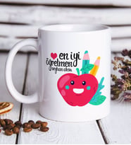 BK Gift Kişiye Özel En İyi Öğretmen Beyaz Kupa Bardak -11