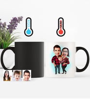 BK Gift Kişiye Özel Aile Karikatür Sihirli Kupa Bardak  2