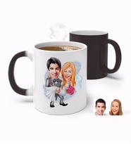 BK Gift Kişiye Özel Sevgililer Günü Temalı Evleniyoruz Karikatürlü Sihirli Kupa Bardak-7 (Beyaz)