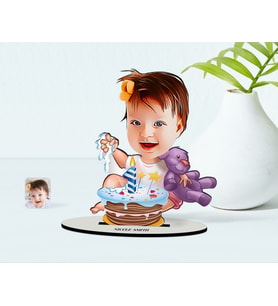 BK Gift Kişiye Özel Bebek Doğum Günü Karikatür Ahşap Biblo  2
