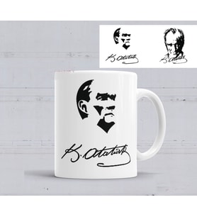 Mustafa Kemal Atatürk İmzalı Kupa Bardak Porselen