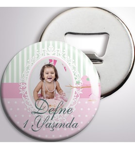Kız Çocuğu Pembe Kuşlu Doğum Günü Açacaklı Magnet