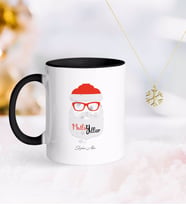 BK Gift Kişiye Özel Noel Baba Siyah Kupa ve Kar Tanesi Kolye-2 (Model 1)