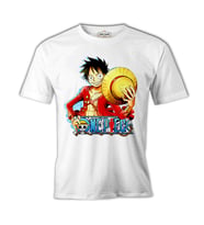 One Piece - Luffy Hat 2 Beyaz Erkek Tshirt