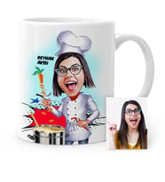 BK Gift Kişiye Özel Chef Karikatür Beyaz Kupa Bardak  2