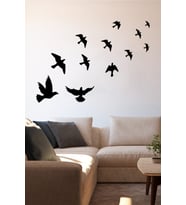 Kuş Sürüsü Uçuşan Kuşlar Serisi Duvar Duvar Sticker Yapıştırma - Siyah