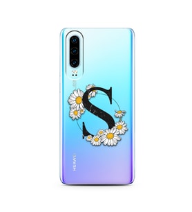 Papatya Harf Tasarım Süper Şeffaf Silikon Telefon Kılıfı Huawei P30   S-Harfi