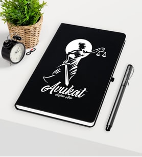 BK Gift Kişiye Özel Avukat Temalı Siyah Defter Kalem Seti - 15