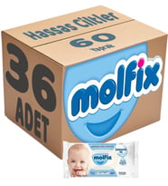 Molfix Islak Havlu Mendil İzotonik Hassas Ciltler 36 Lı Set 60 Yaprak Plastik Kapaklı