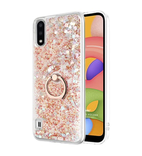 Microsonic Samsung Galaxy A01 Kılıf Glitter Liquid Holder Gold