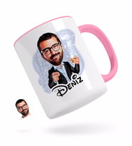 BK Gift Kişiye Özel Erkek Karikatürlü Pembe Kupa Bardak-50