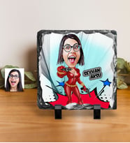 BK Gift Kişiye Özel Şeytan Kadın Karikatürlü Dekoratif Doğal Taş  2