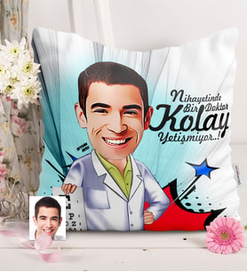 BK Gift Kişiye Özel Bay Göz Doktoru Karikatürlü  Yastık  1