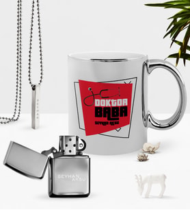 BK Gift Kişiye Özel Doktor Baba Krom Kupa Benzinli Çakmak Kolye Seti-1 (Model 1)