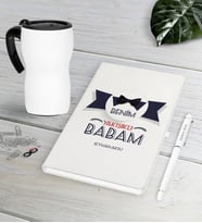 BK Gift Kişiye Özel Benim Yakışıklı Babam Beyaz Defter Kalem Termos Mug Seti-1 (Model 1)