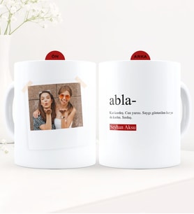 BK Gift Kişiye Özel Fotoğraflı Abla Anlamı Beyaz Kupa Bardak - 2