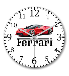 Ferrari Duvar Saati Bombeli Gercek Cam