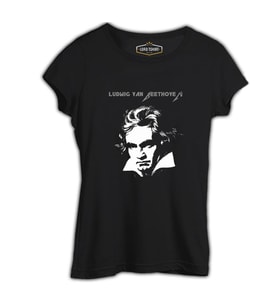 Ludwig van Beethoven Siyah Kadın Tshirt