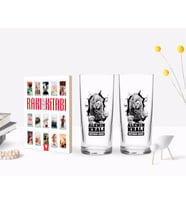 BK Gift Kişiye Özel Renkli Baskılı Alemin Kralı Tasarımlı İkili Rakı Bardağı ve Rakı Cep Kitabı Hediye Seti-1 (Model 1)