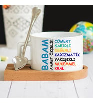Babalara Özel Babam Yazılı İsimli Lüks Fincan Seti (STD)
