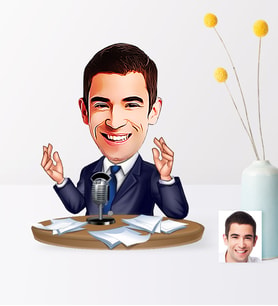 BK Gift Kişiye Özel Bay Spiker Sunucu Karikatür Ahşap Biblo  1
