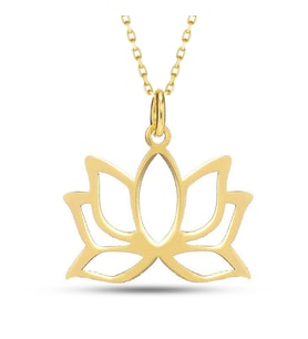 MOOM MÜCEVHERAT Kadın 14 Ayar Altın Lotus Çiçeği Kolye