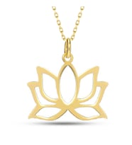 MOOM MÜCEVHERAT Kadın 14 Ayar Altın Lotus Çiçeği Kolye