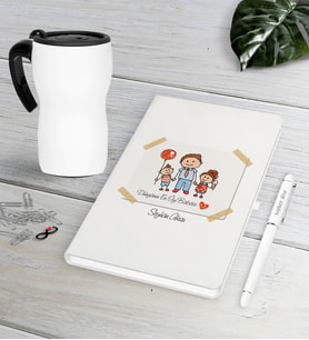 BK Gift Kişiye Özel Dünyanın En İyi Babası Beyaz Defter Kalem Termos Mug Seti-8 (Model 1)