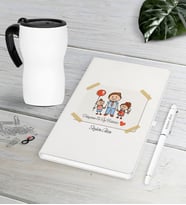 BK Gift Kişiye Özel Dünyanın En İyi Babası Beyaz Defter Kalem Termos Mug Seti-8 (Model 1)